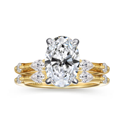Carinna - 14K Yellow-White Gold Oval Diamond Engagement Ring