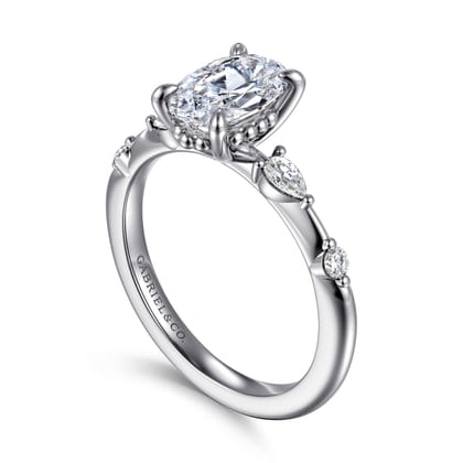 Carinna - 18K White Gold Oval Diamond Engagement Ring