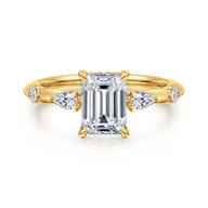 Carinna - 18K Yellow Gold Emerald Cut Diamond Engagement Ring