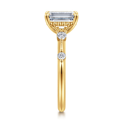 Carinna - 18K Yellow Gold Emerald Cut Diamond Engagement Ring