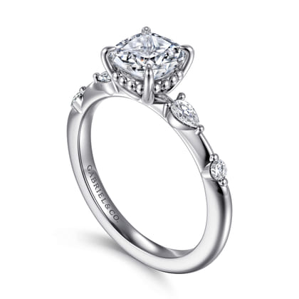 Carinna - Platinum Cushion Cut Diamond Engagement Ring