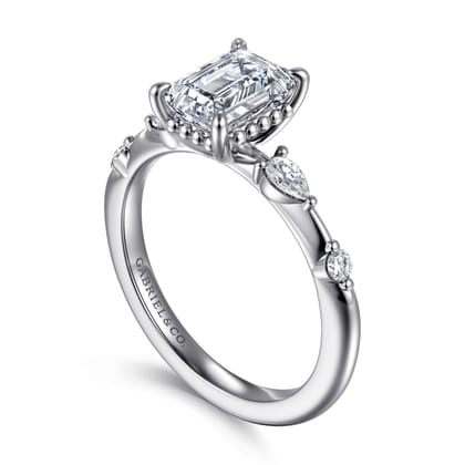 Carinna - Platinum Emerald Cut Diamond Engagement Ring