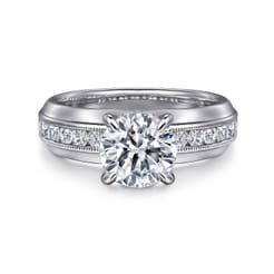 Caris - 14K White Gold Round Channel Set Diamond Engagement Ring