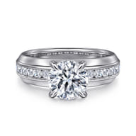 Caris - 14K White Gold Round Channel Set Diamond Engagement Ring