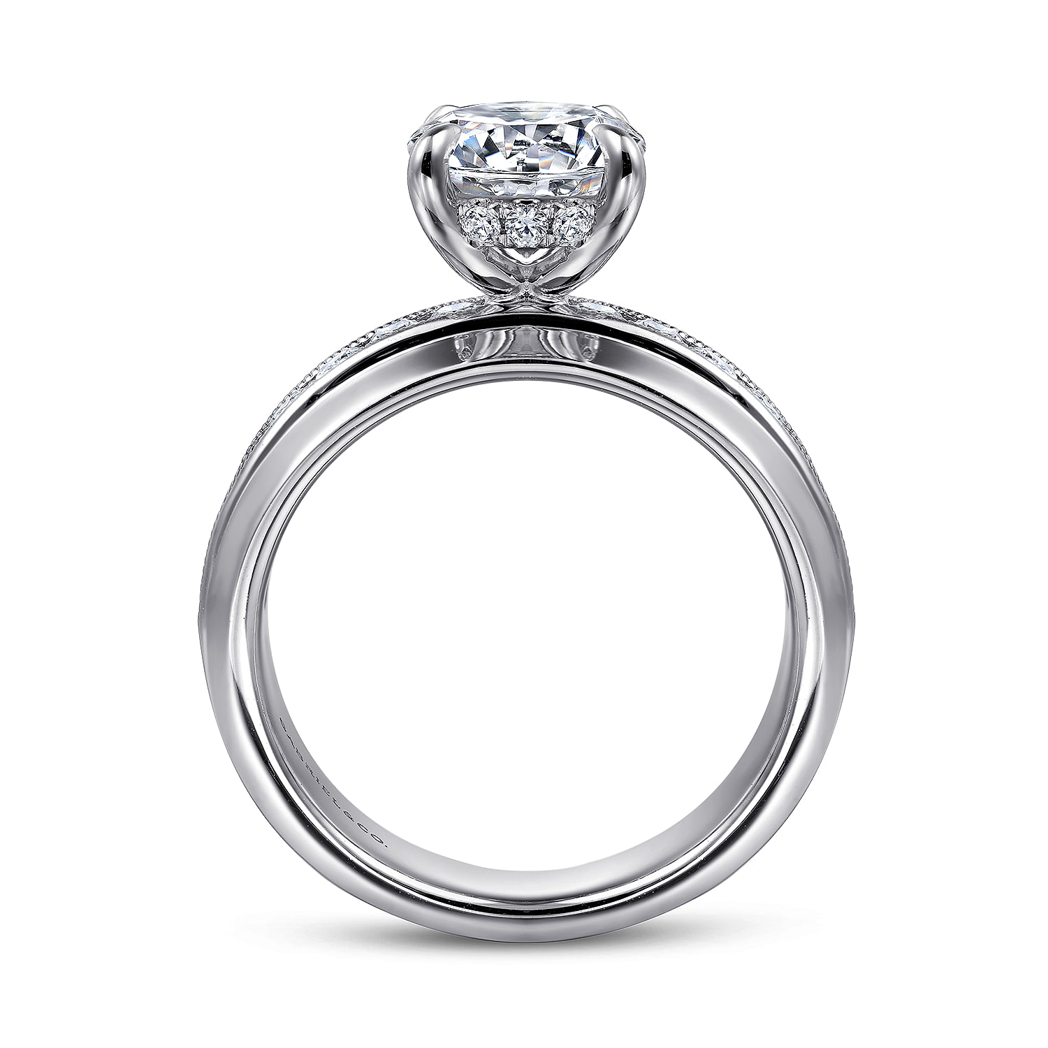 Caris - 14K White Gold Round Channel Set Diamond Engagement Ring