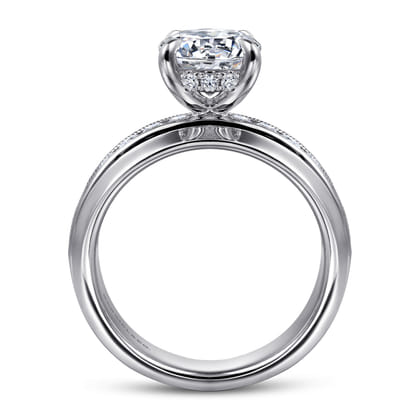 Caris - 14K White Gold Round Channel Set Diamond Engagement Ring