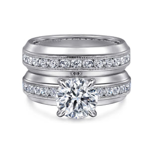 Caris - 14K White Gold Round Channel Set Diamond Engagement Ring