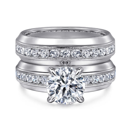 Caris - 14K White Gold Round Channel Set Diamond Engagement Ring