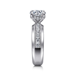 Caris - 14K White Gold Round Channel Set Diamond Engagement Ring