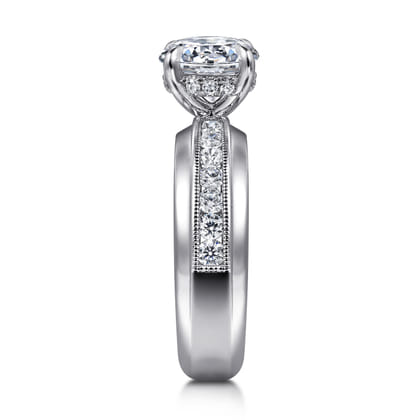 Caris - 14K White Gold Round Channel Set Diamond Engagement Ring