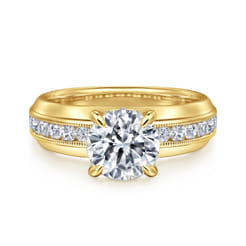 Caris - 14K Yellow Gold Round Channel Set Diamond Engagement Ring