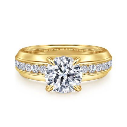 Caris - 14K Yellow Gold Round Channel Set Diamond Engagement Ring