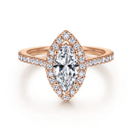 Carly - 14K Rose Gold Marquise Halo Diamond Engagement Ring