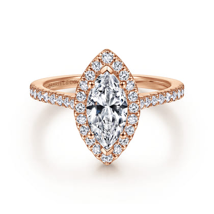 Carly - 14K Rose Gold Marquise Halo Diamond Engagement Ring
