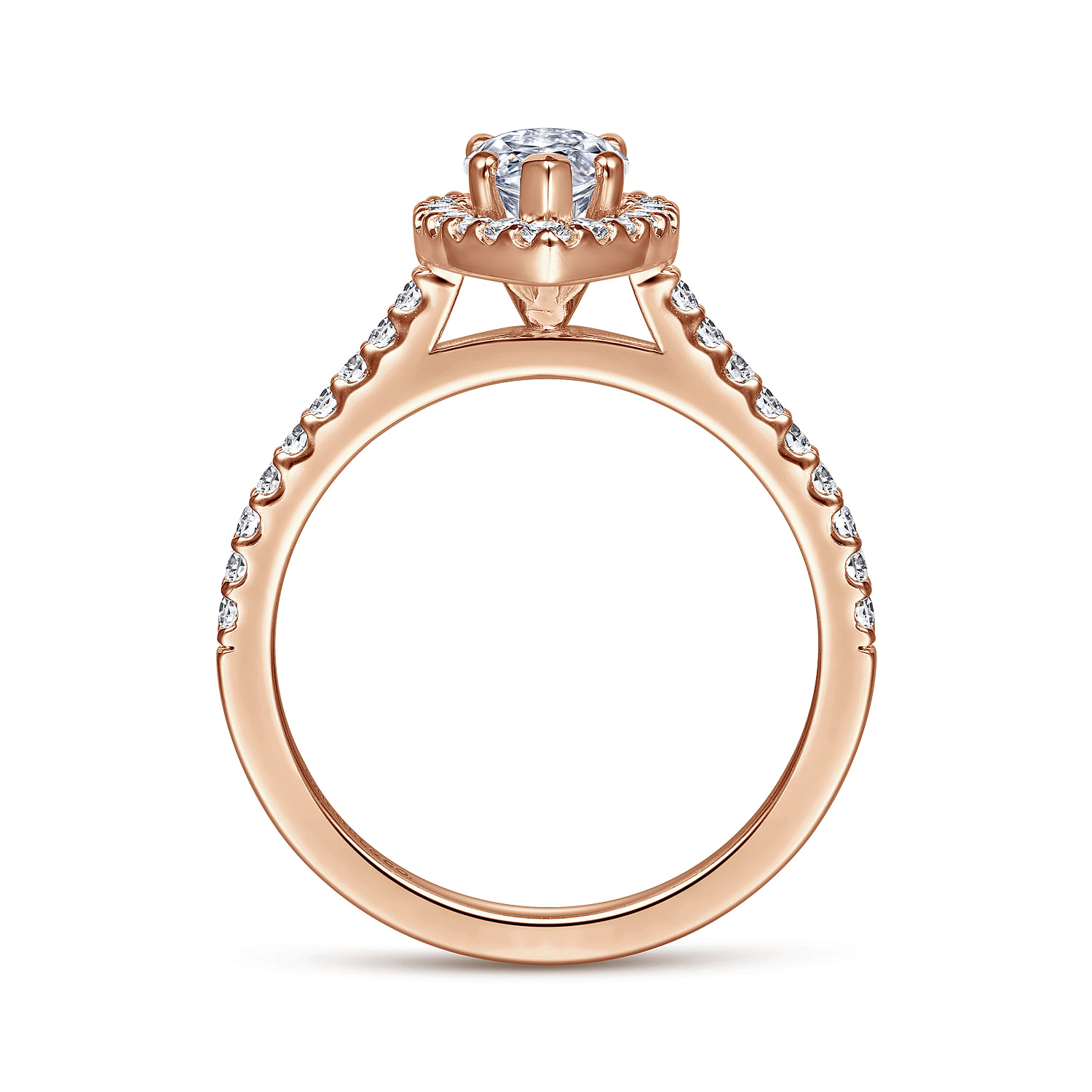 Carly - 14K Rose Gold Marquise Halo Diamond Engagement Ring