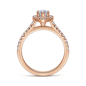 Carly - 14K Rose Gold Marquise Halo Diamond Engagement Ring