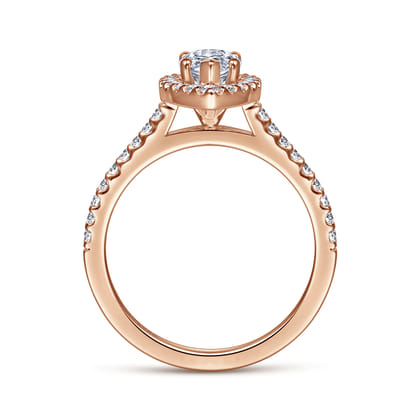Carly - 14K Rose Gold Marquise Halo Diamond Engagement Ring