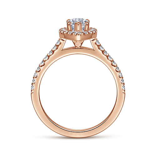 Carly - 14K Rose Gold Marquise Halo Diamond Engagement Ring - 0.32 ct - Shot 2