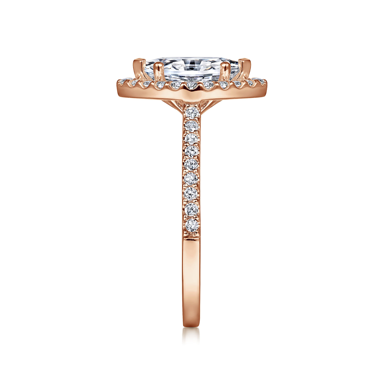 Carly - 14K Rose Gold Marquise Halo Diamond Engagement Ring
