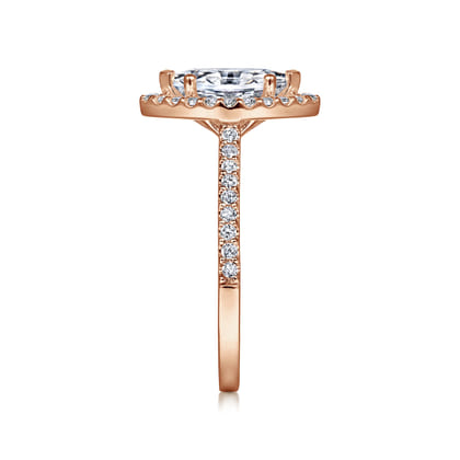 Carly - 14K Rose Gold Marquise Halo Diamond Engagement Ring