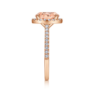 Carly - 14K Rose Gold Morganite and Diamond Halo Engagement Ring