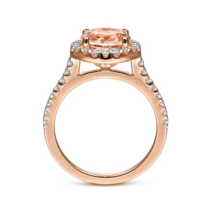 Carly - 14K Rose Gold Morganite and Diamond Halo Engagement Ring