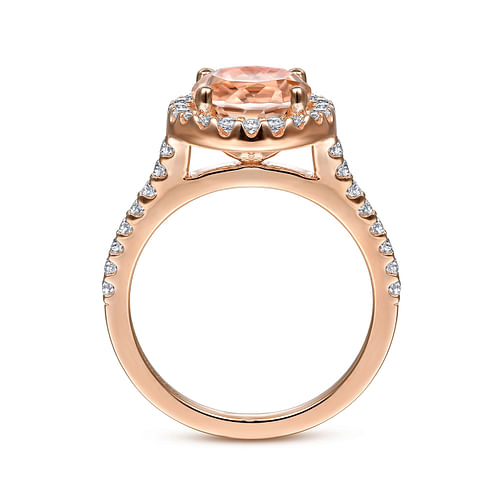 Carly - 14K Rose Gold Morganite and Diamond Halo Engagement Ring - 0.41 ct - Shot 2