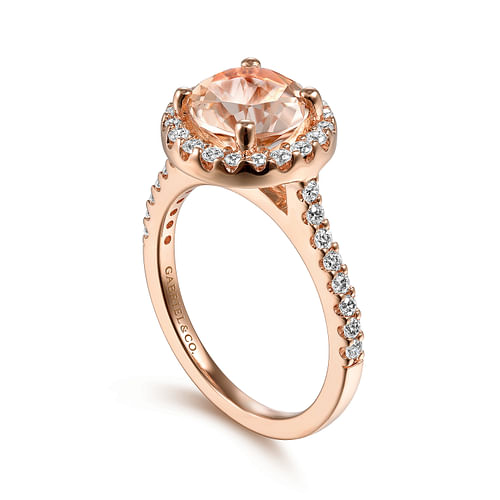 Carly - 14K Rose Gold Morganite and Diamond Halo Engagement Ring - 0.41 ct - Shot 3