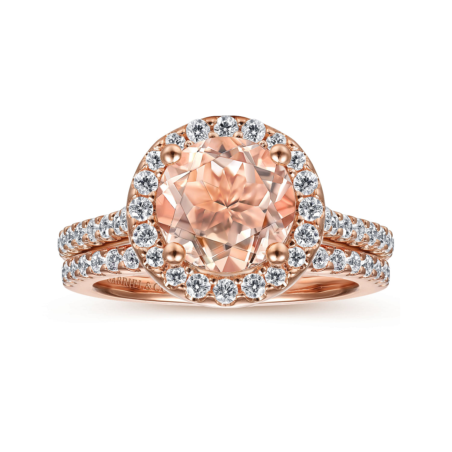 Carly - 14K Rose Gold Morganite and Diamond Halo Engagement Ring - 0.41 ct - Shot 4