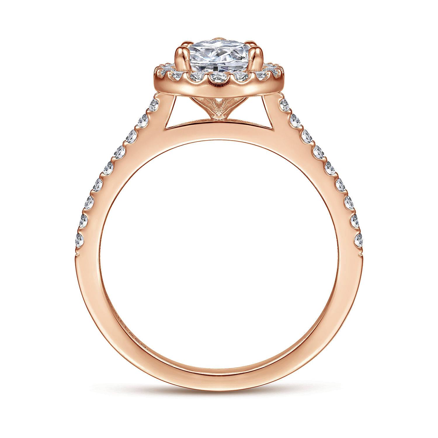 Carly - 14K Rose Gold Pear Shape Halo Diamond Engagement Ring - 0.31 ct - Shot 2