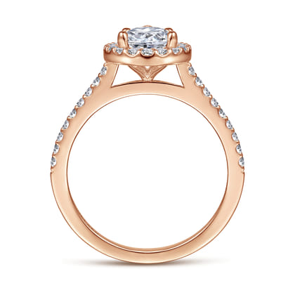 Carly - 14K Rose Gold Pear Shape Halo Diamond Engagement Ring