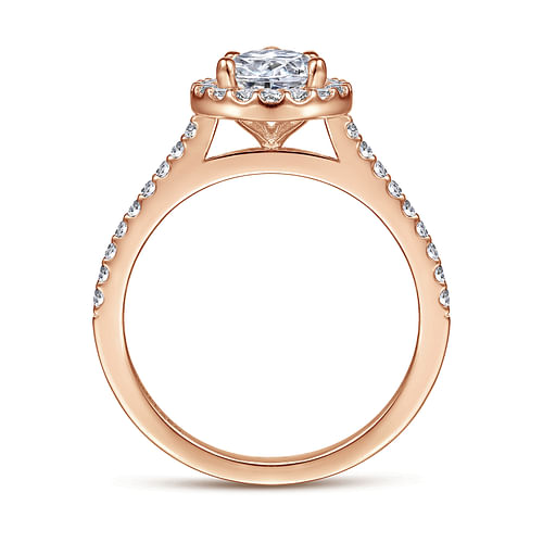 Carly - 14K Rose Gold Pear Shape Halo Diamond Engagement Ring - 0.31 ct - Shot 2