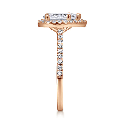 Carly - 14K Rose Gold Pear Shape Halo Diamond Engagement Ring