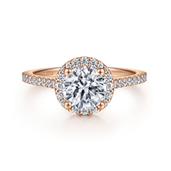 14K Rose Gold Round Halo Diamond Engagement Ring
