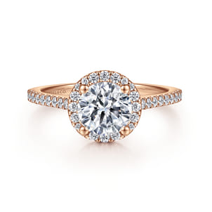 Carly - 14K Rose Gold Round Halo Diamond Engagement Ring