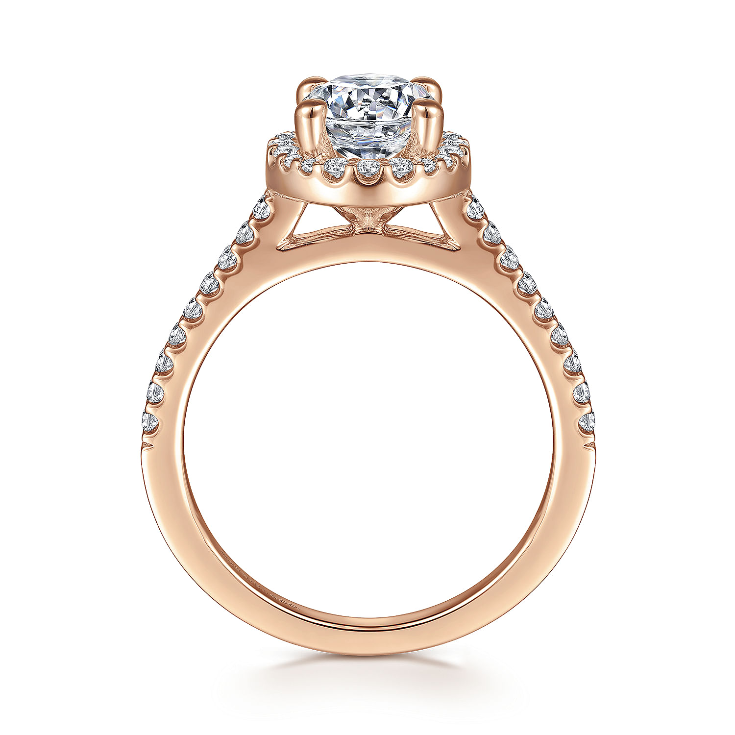 Carly - 14K Rose Gold Round Halo Diamond Engagement Ring - 0.27 ct - Shot 2