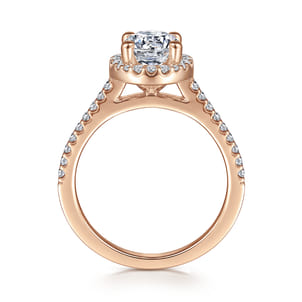 Carly - 14K Rose Gold Round Halo Diamond Engagement Ring