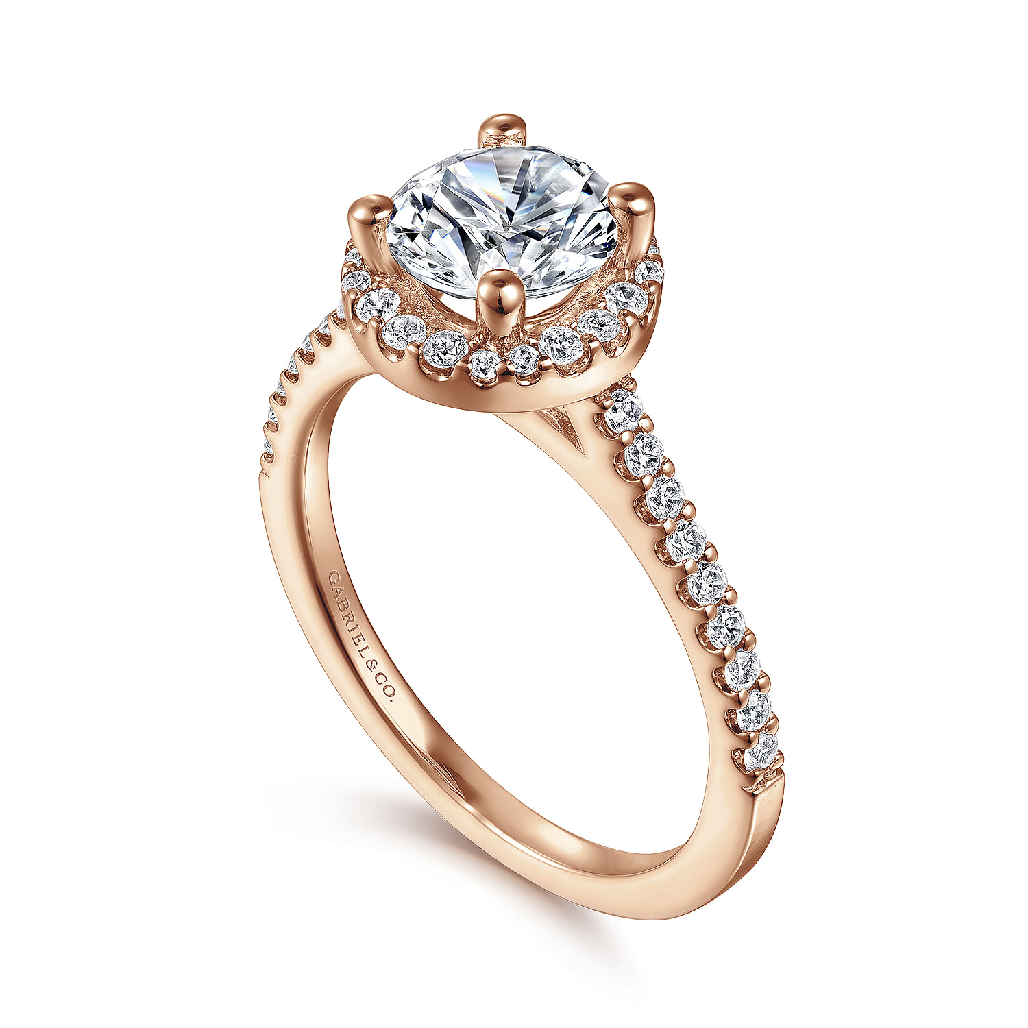 Carly - 14K Rose Gold Round Halo Diamond Engagement Ring - 0.27 ct - Shot 3