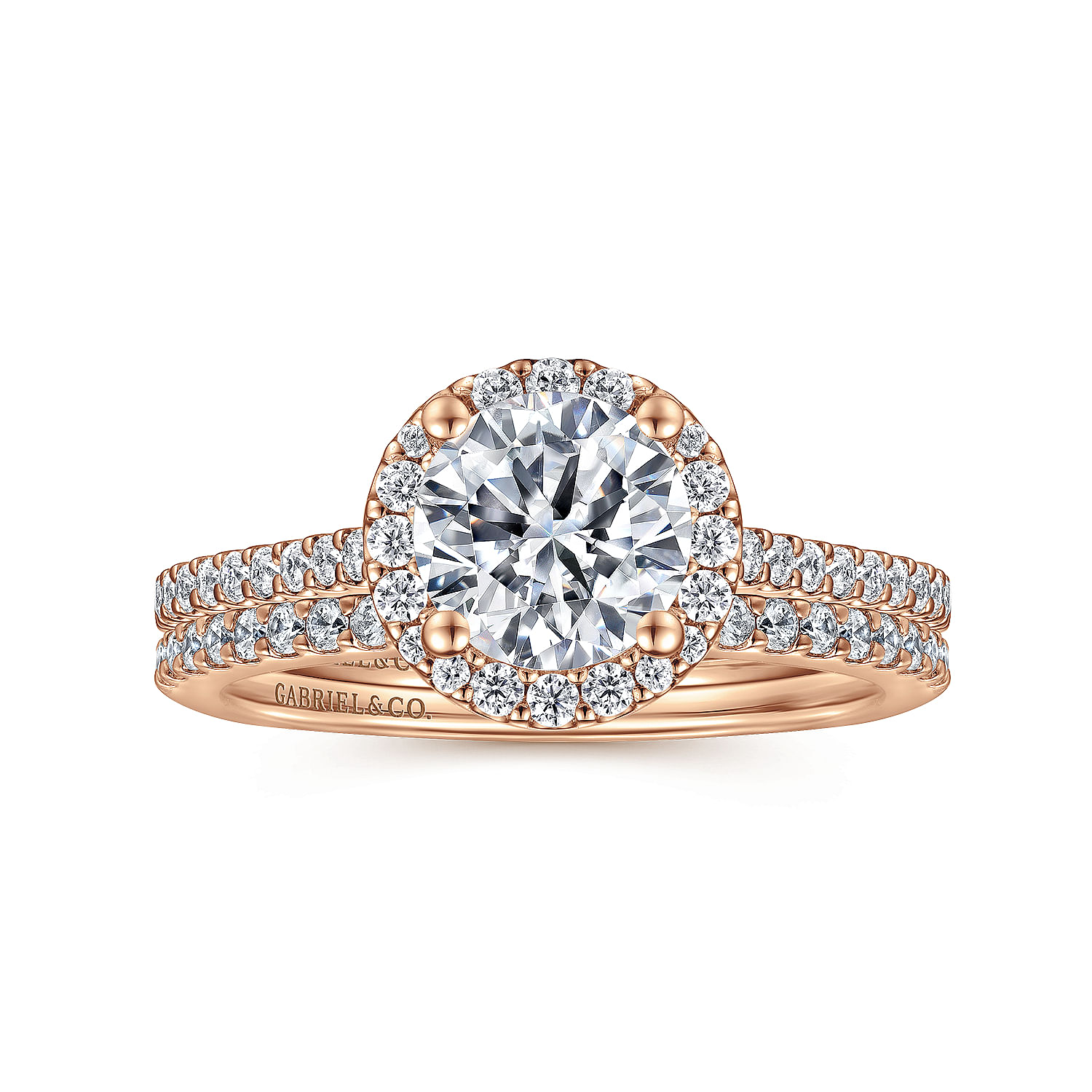 Carly - 14K Rose Gold Round Halo Diamond Engagement Ring - 0.27 ct - Shot 4