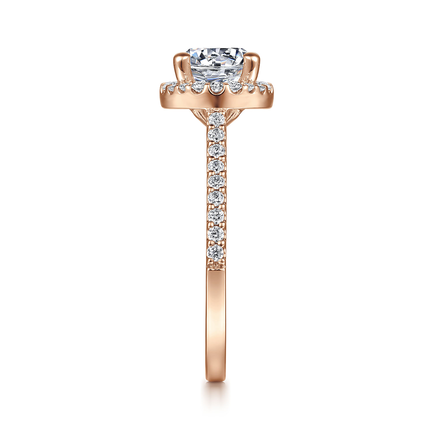 Carly - 14K Rose Gold Round Halo Diamond Engagement Ring