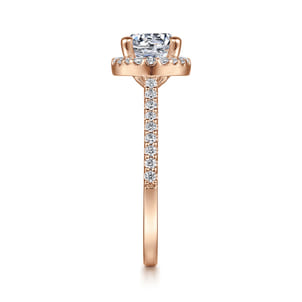 Carly - 14K Rose Gold Round Halo Diamond Engagement Ring