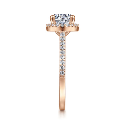Carly - 14K Rose Gold Round Halo Diamond Engagement Ring