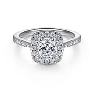 Carly - 14K White Gold Cushion Halo Diamond Engagement Ring