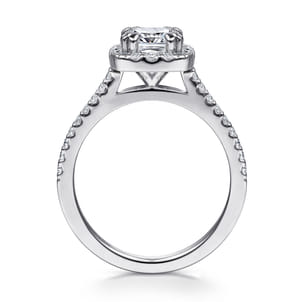 Carly - 14K White Gold Cushion Halo Diamond Engagement Ring