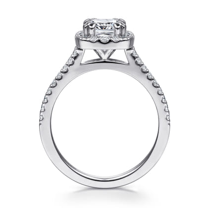 Carly - 14K White Gold Cushion Halo Diamond Engagement Ring