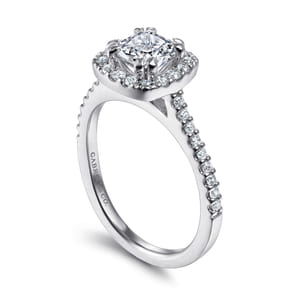 Carly - 14K White Gold Cushion Halo Diamond Engagement Ring