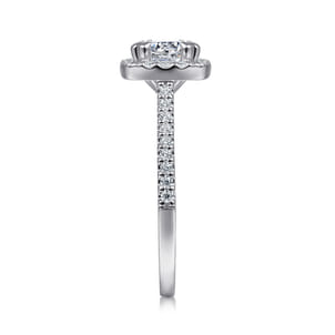 Carly - 14K White Gold Cushion Halo Diamond Engagement Ring