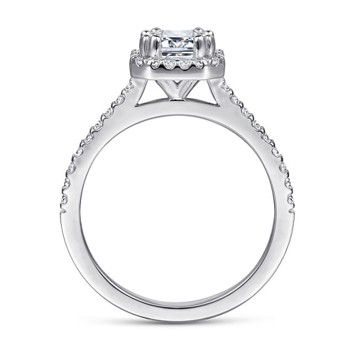 Carly - 14K White Gold Emerald Halo Diamond Engagement Ring - 0.3 ct - Shot 2