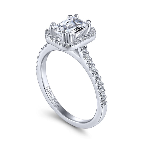 Carly - 14K White Gold Emerald Halo Diamond Engagement Ring - 0.3 ct - Shot 3