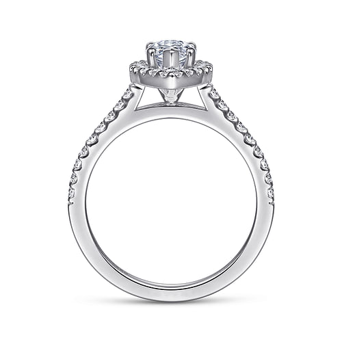 Carly - 14K White Gold Marquise Halo Diamond Engagement Ring - 0.32 ct - Shot 2